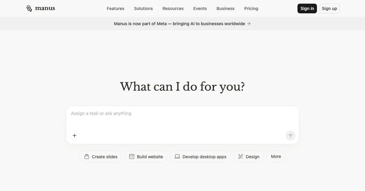 Manus - AI Affiliate Program Screenshot
