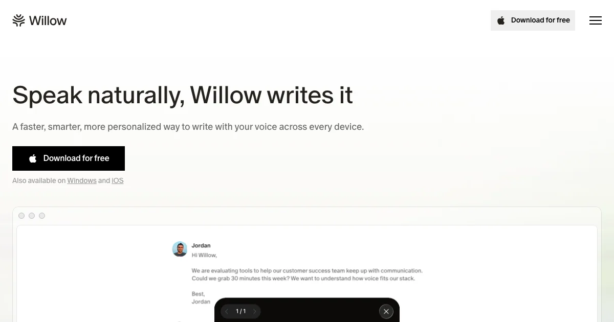 Willow Voice - AI Affiliate Program Screenshot