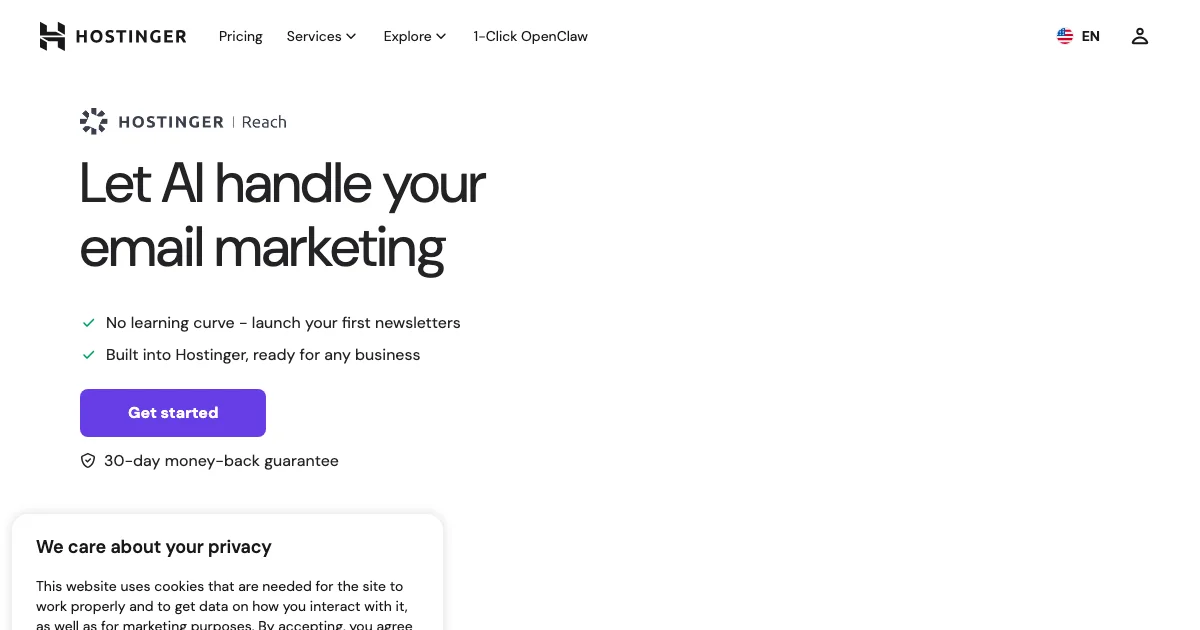 Hostinger Reach - AI Affiliate Program Screenshot
