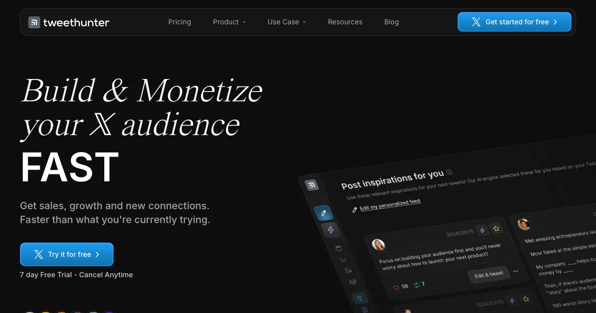 Tweet Hunter - AI Affiliate Program Screenshot
