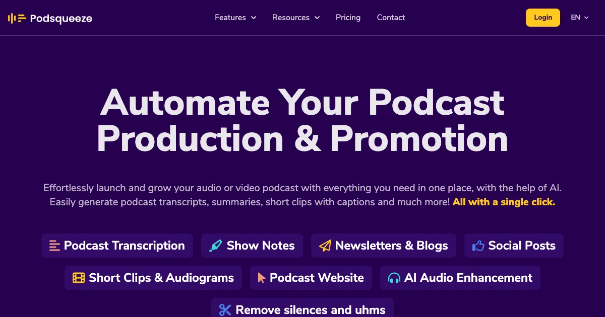 Podsqueeze - AI Affiliate Program Screenshot