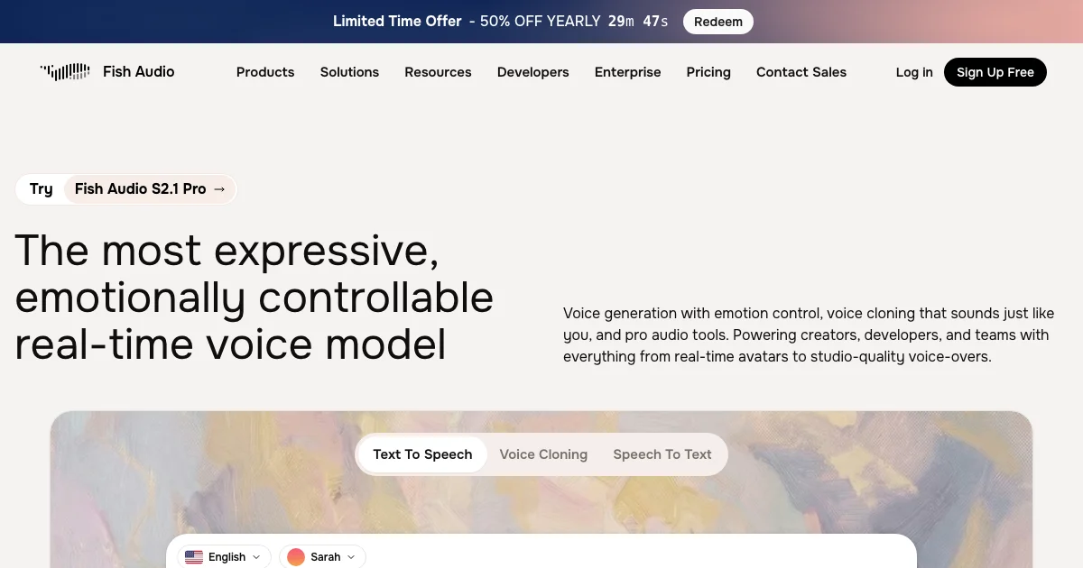 Fish Audio - AI Affiliate Program Screenshot