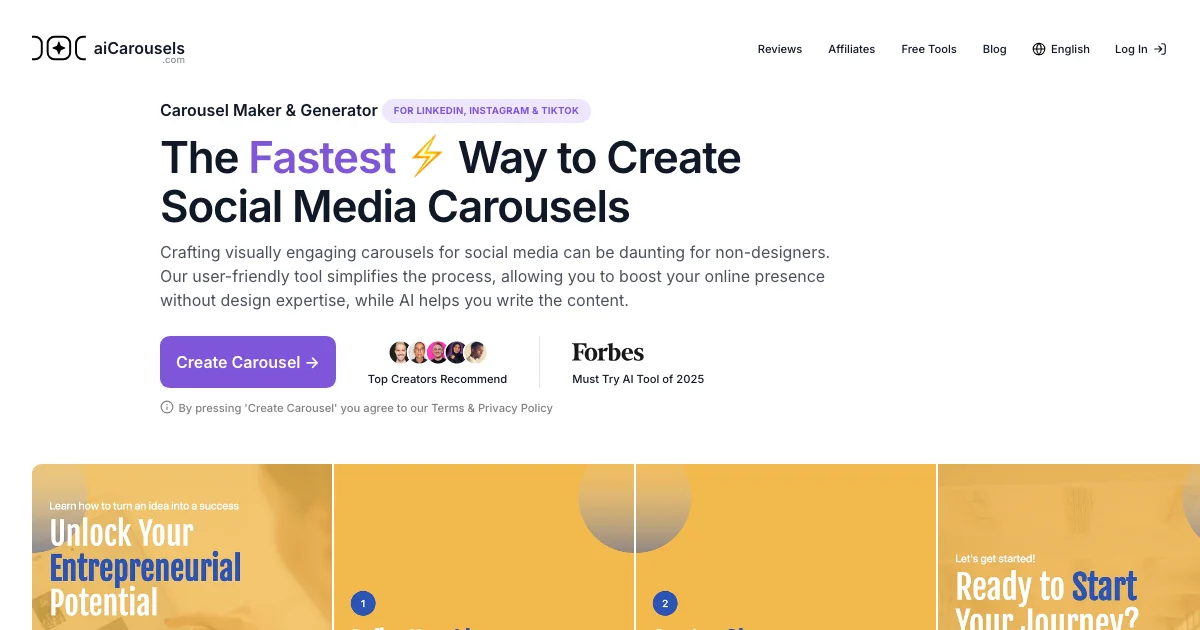 aiCarousels - AI Affiliate Program Screenshot