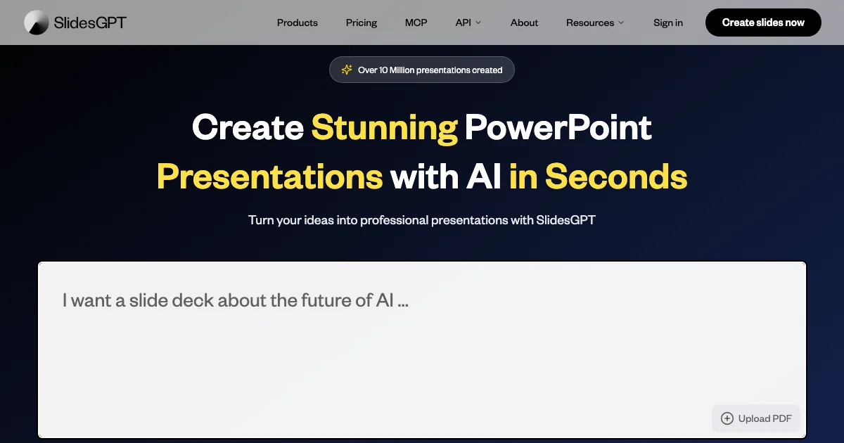 SlidesGPT - AI Affiliate Program Screenshot