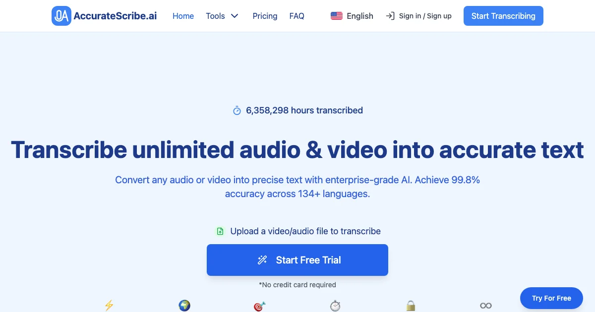 View AccurateScribe.ai's affiliate program details and commission rates AccurateScribe.ai - AI Affiliate Program Screenshot
