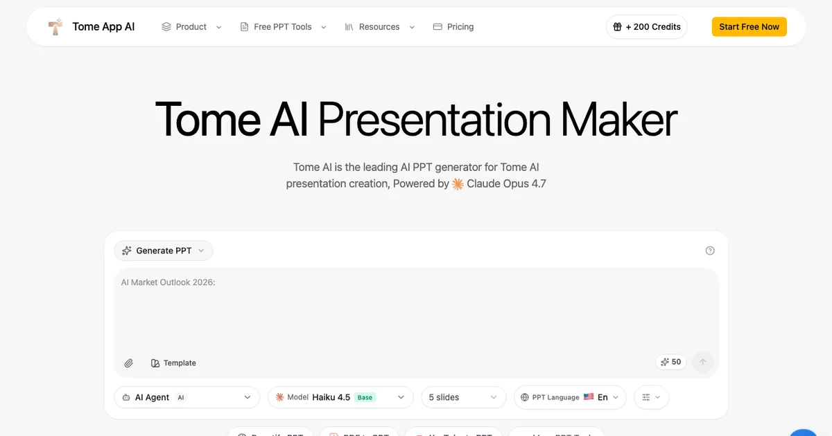 Tome - AI Affiliate Program Screenshot