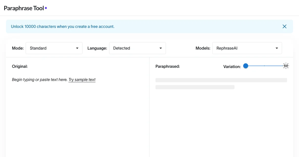 View Paraphrase Tool's affiliate program details and commission rates Paraphrase Tool - AI Affiliate Program Screenshot