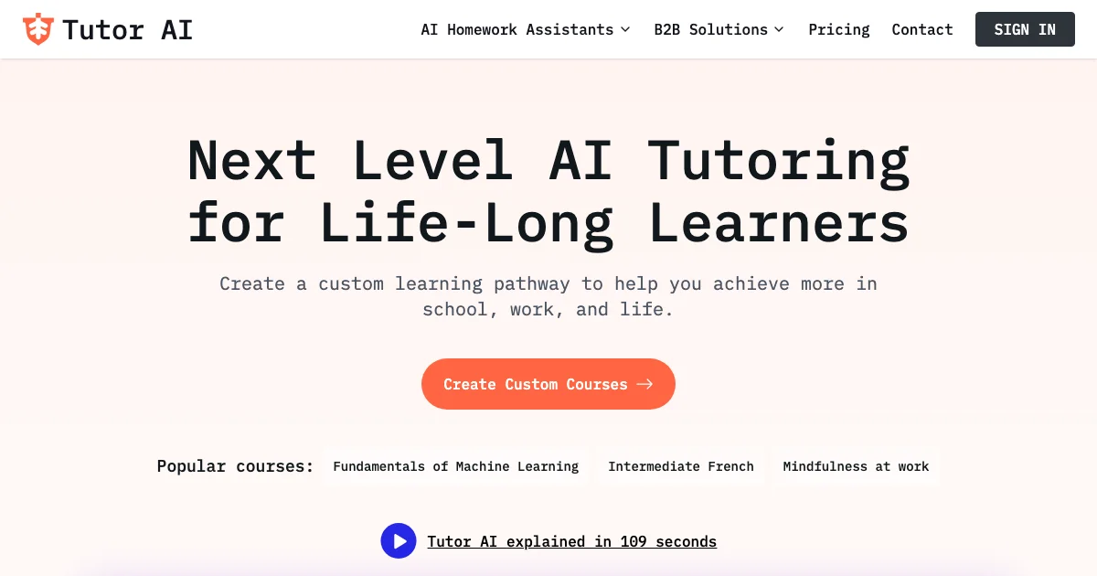 View Tutor AI's affiliate program details and commission rates Tutor AI - AI Affiliate Program Screenshot