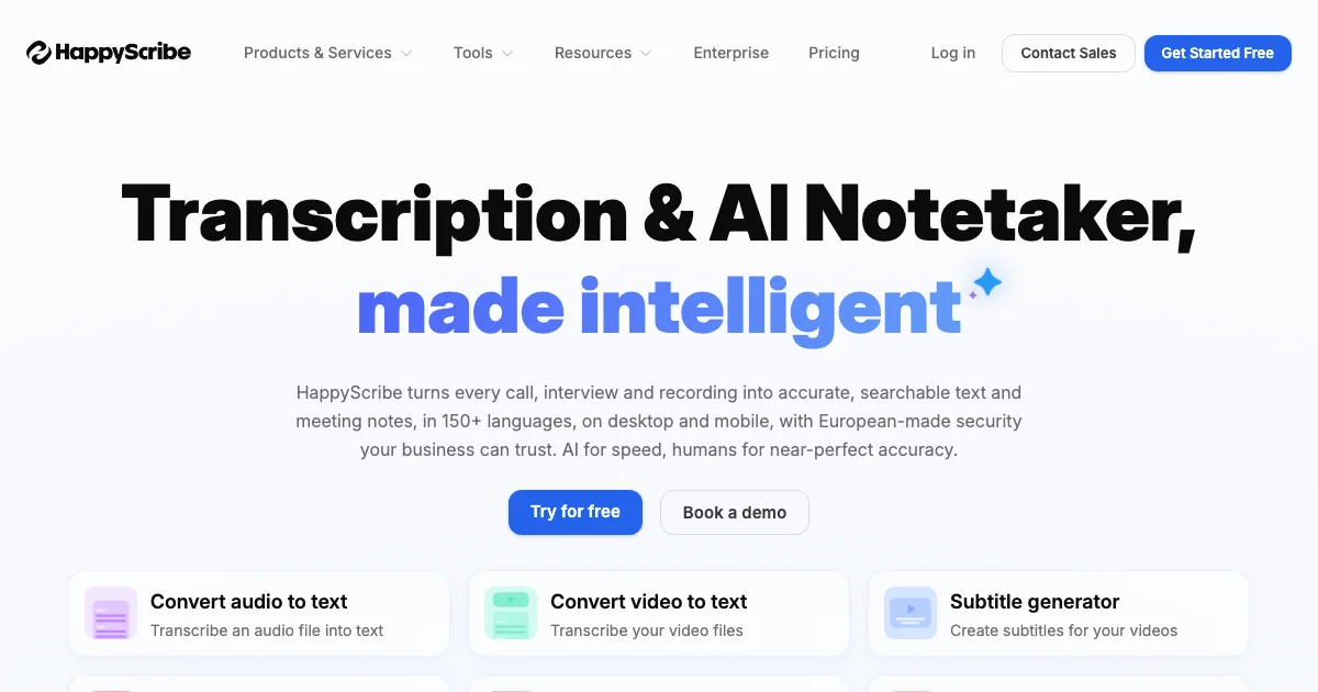 View Happy Scribe's affiliate program details and commission rates Happy Scribe - AI Affiliate Program Screenshot