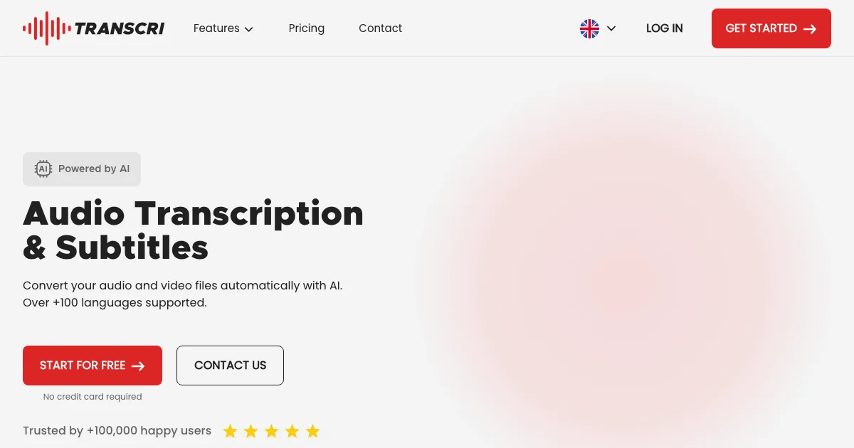 View Transcri's affiliate program details and commission rates Transcri - AI Affiliate Program Screenshot