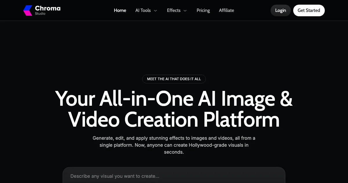 View ChromaStudio's affiliate program details and commission rates ChromaStudio - AI Affiliate Program Screenshot