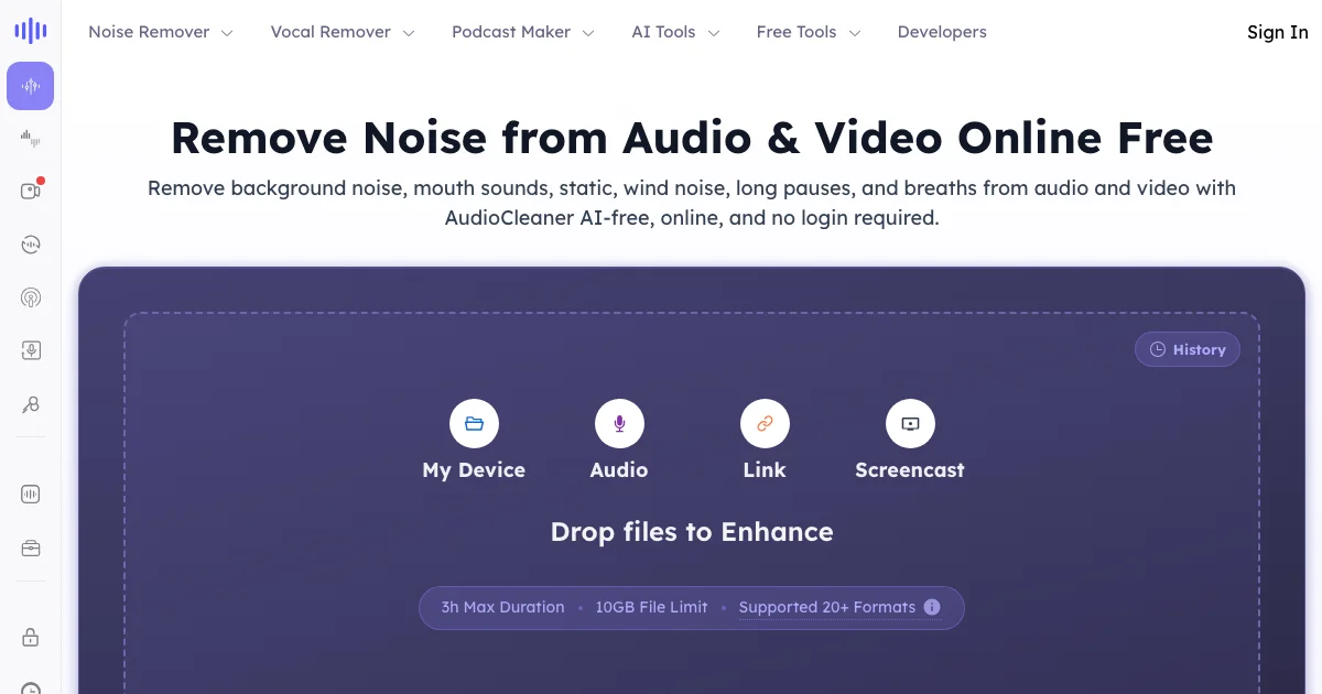 AudioCleaner - AI Affiliate Program Screenshot