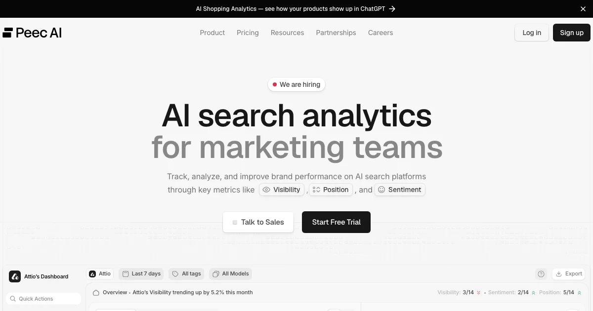 Peec - AI Affiliate Program Screenshot