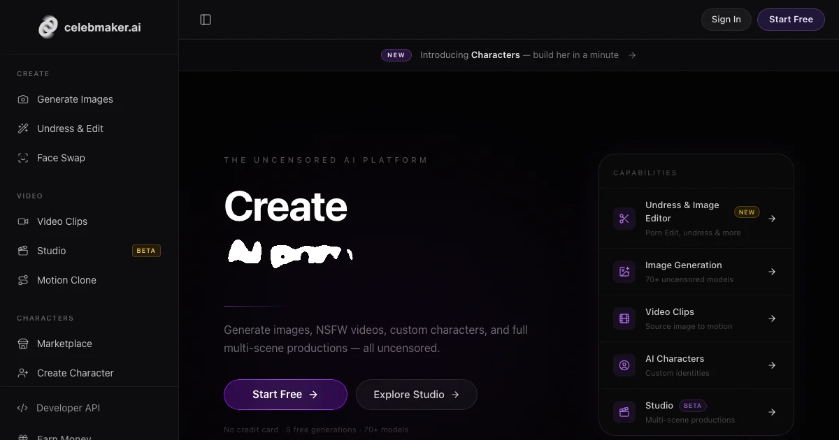 CelebMaker AI - AI Affiliate Program Screenshot