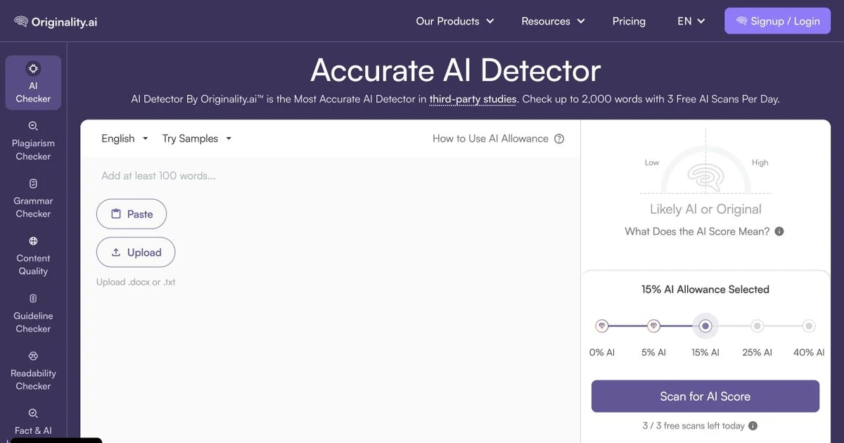 Originality - AI Affiliate Program Screenshot